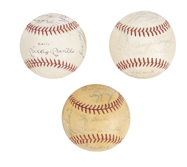 Lot of (3) 1950s-60s New York Yankees Multi Signed Baseballs With Mantle, Maris, Berra & Ford (Autry LOA & Beckett PreCert)